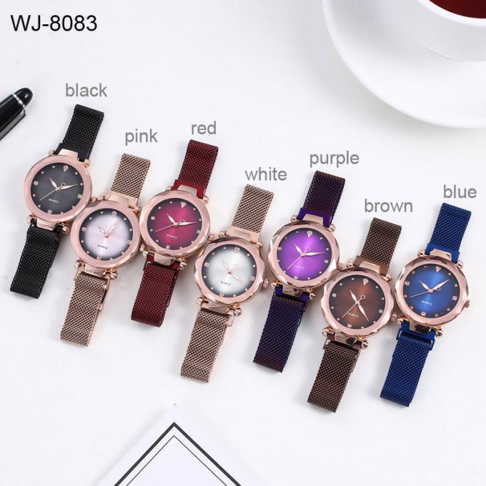 WJ-8414 नई डिजाइन फैशन लड़कियों स्टेनलेस स्टील घड़ी बैंड एनालॉग क्वार्ट्ज घड़ी